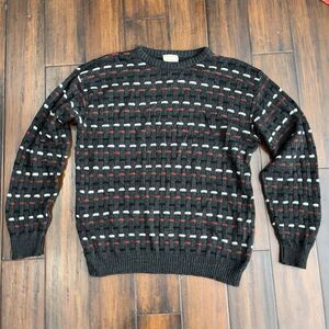 Vintage 90s Y2K Natural Issue Sweater Sz L Grandpa Core Dark Preppy